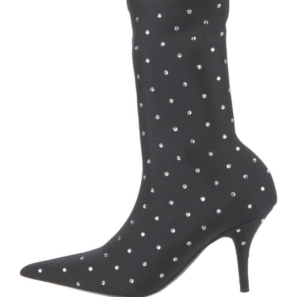 Balenciaga Knife Crystal Pointed Toe Boot w/ Crystal Embellishment